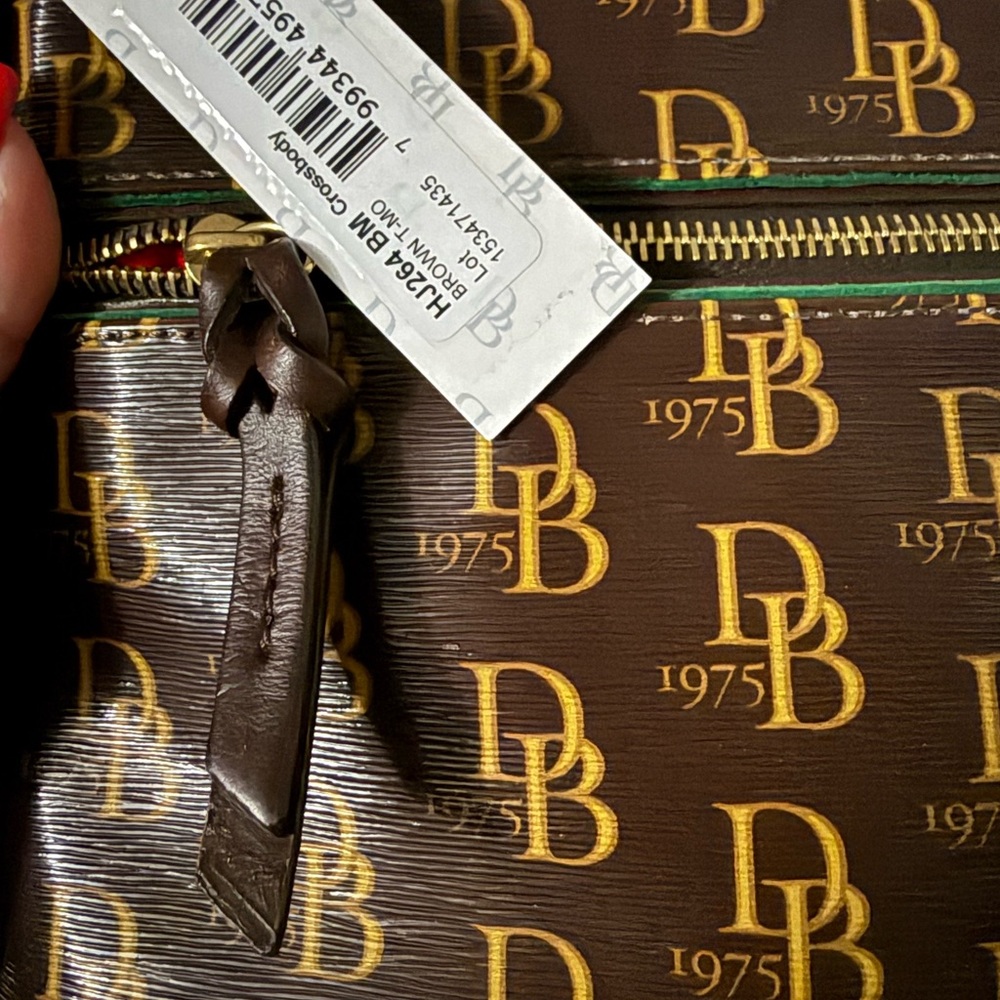 Dooney & Bourke New 1075 Brown and green coated canvas shoulder Bag - Picture 8 of 15